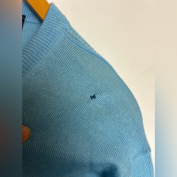 Hart Schaffner Marx Sweater Merino Wool Mens M Blue V-Neck Pullover Preppy - Picture 5 of 10